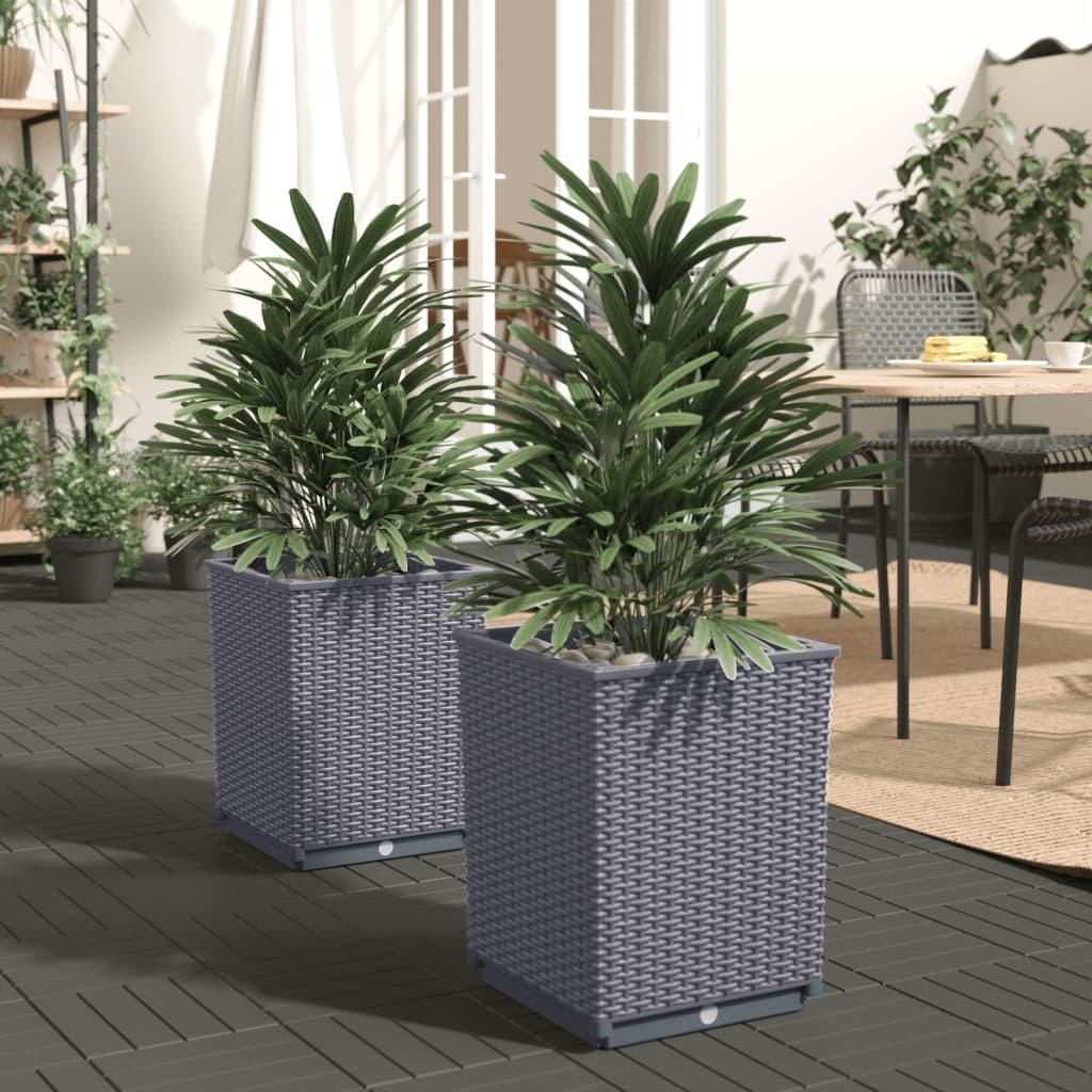 Plantekasser 2 stk. 30x30x37 cm polypropylen blågrå Plantekasser 2 stk. 30x30x37 cm polypropylen blågrå