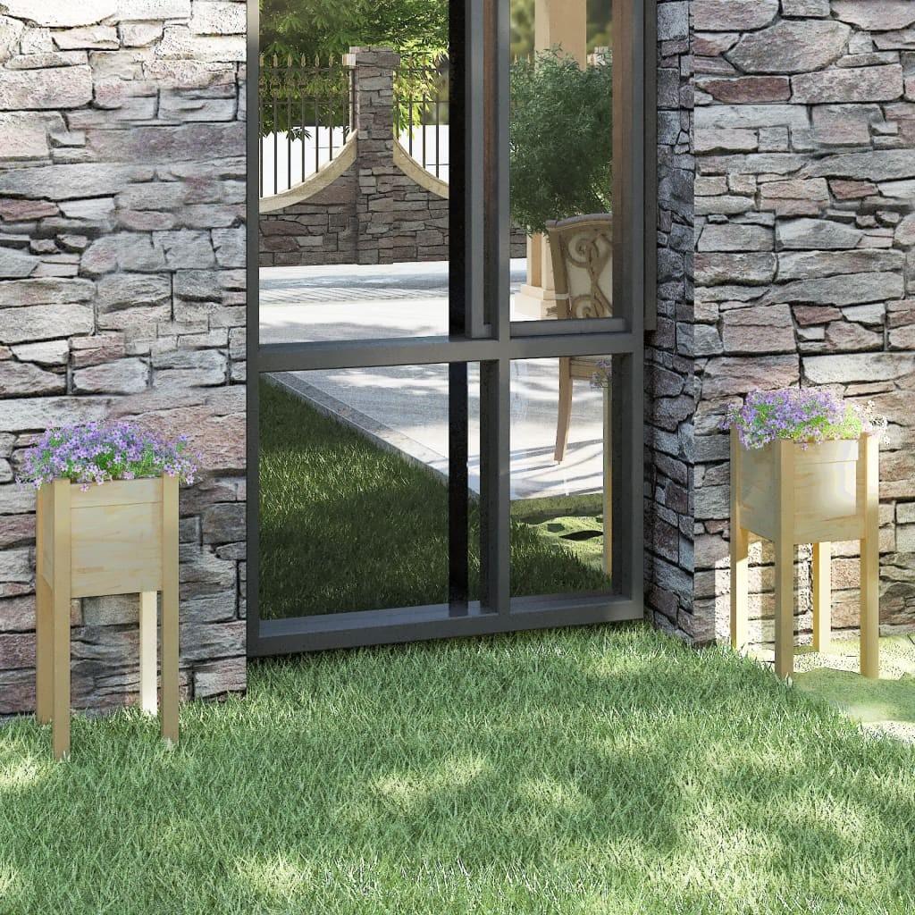 Plantekasser 2 stk. 31x31x70 cm massivt fyrretræ Plantekasser 2 stk. 31x31x70 cm massivt fyrretræ