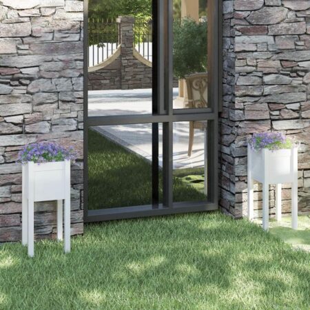 Plantekasser 2 stk. 31x31x70 cm massivt fyrretræ hvid
