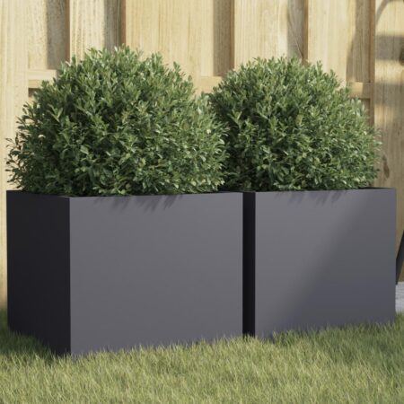 Plantekasser 2 stk. 32x30x29 cm koldvalset stål antracitgrå
