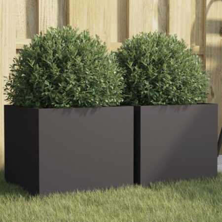 Plantekasser 2 stk. 32x30x29 cm koldvalset stål sort