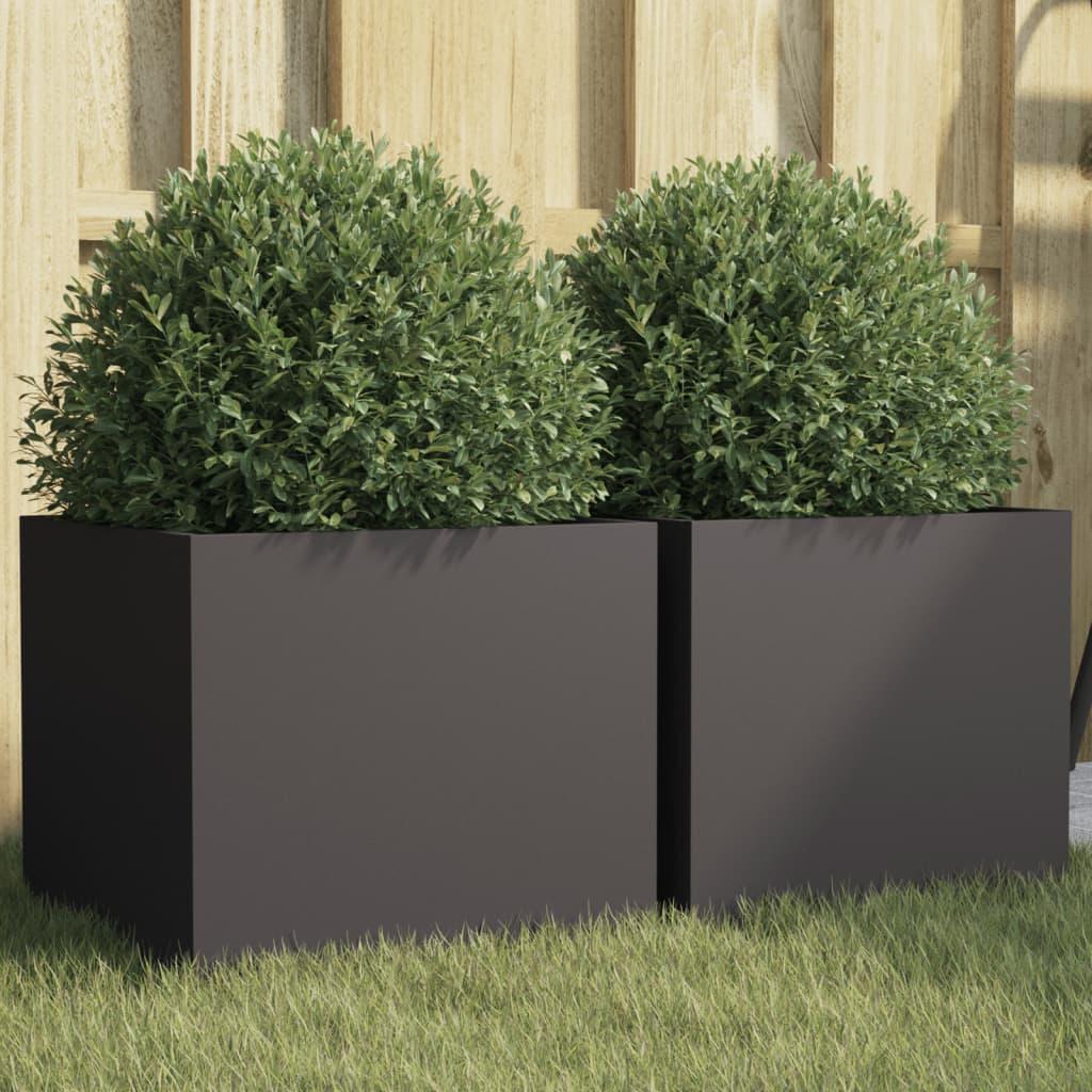 Plantekasser 2 stk. 32x30x29 cm koldvalset stål sort Plantekasser 2 stk. 32x30x29 cm koldvalset stål sort