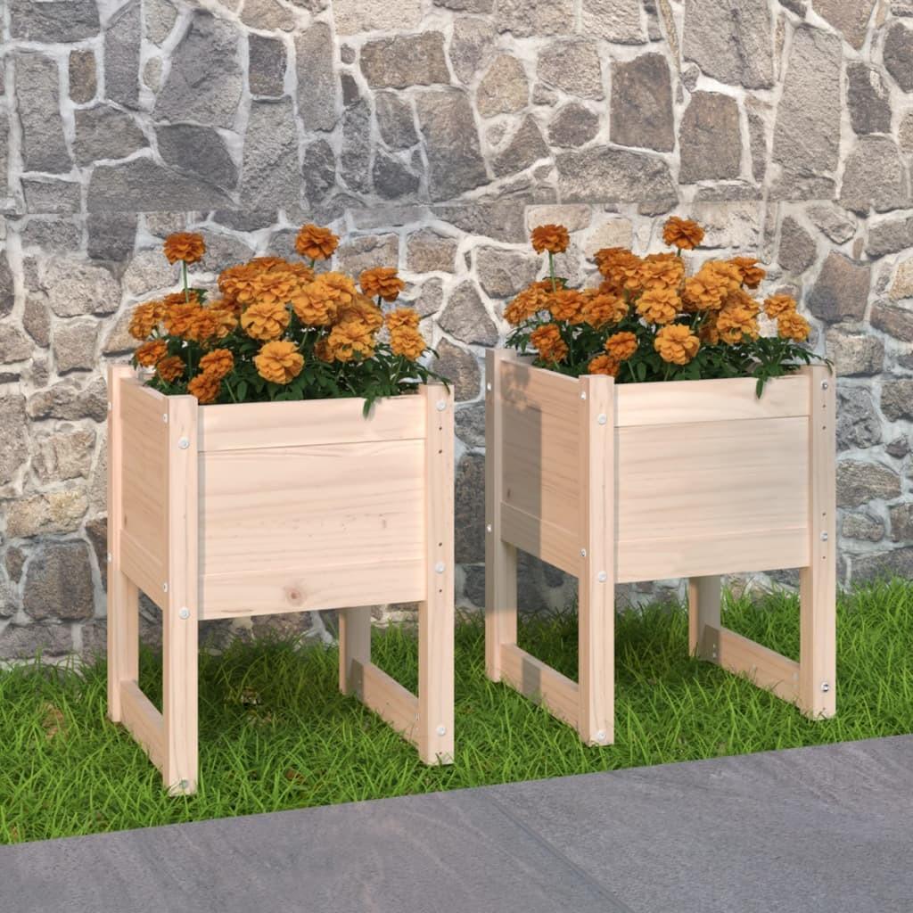 Plantekasser 2 stk. 40x40x52,5 cm massivt fyrretræ Plantekasser 2 stk. 40x40x52,5 cm massivt fyrretræ