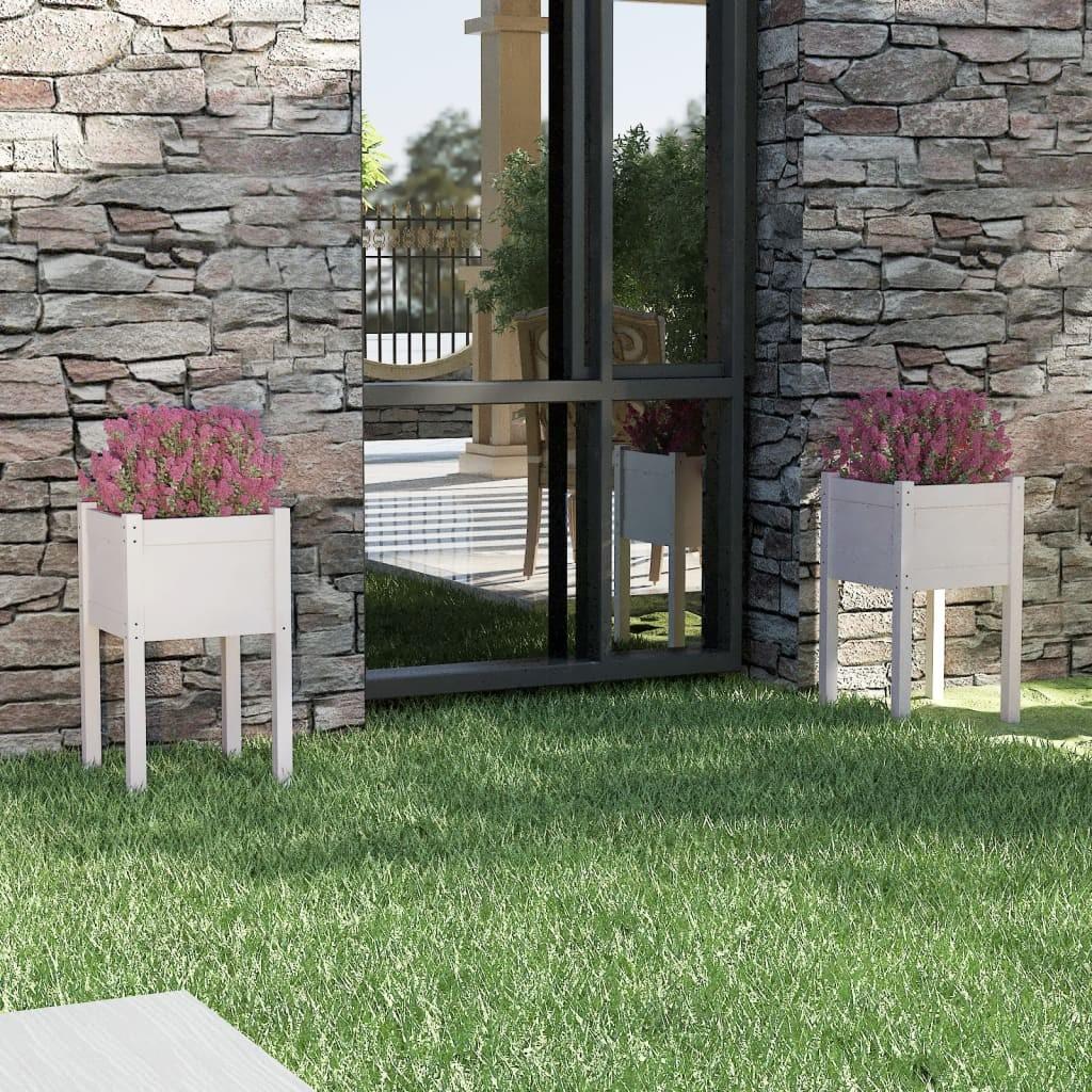 Plantekasser 2 stk. 40x40x70 cm massivt fyrretræ hvid Plantekasser 2 stk. 40x40x70 cm massivt fyrretræ hvid