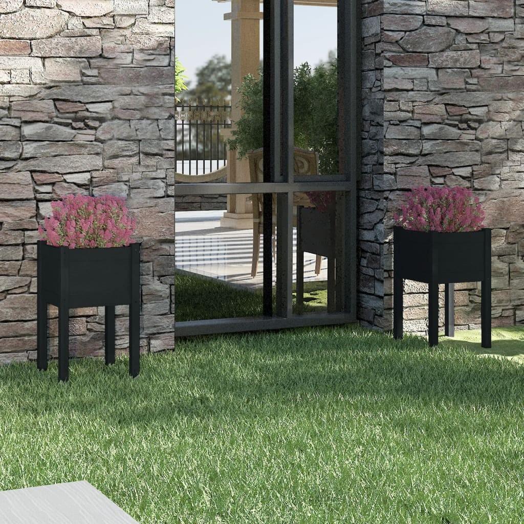 Plantekasser 2 stk. 40x40x70 cm massivt fyrretræ sort Plantekasser 2 stk. 40x40x70 cm massivt fyrretræ sort