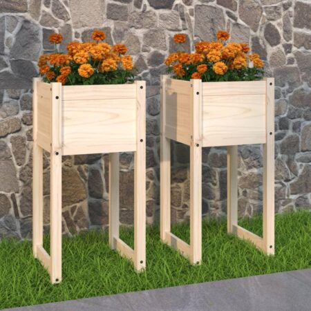 Plantekasser 2 stk. 40x40x81 cm massivt fyrretræ