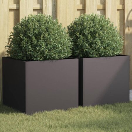 Plantekasser 2 stk. 42x40x39 cm koldvalset stål sort