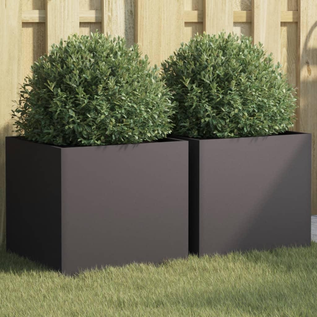 Plantekasser 2 stk. 42x40x39 cm koldvalset stål sort Plantekasser 2 stk. 42x40x39 cm koldvalset stål sort