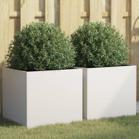 Plantekasser 2 stk. 42x40x39 cm stål hvid