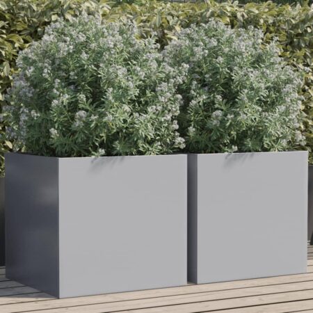 Plantekasser 2 stk. 49x47x46 cm galvaniseret stål sølvfarvet