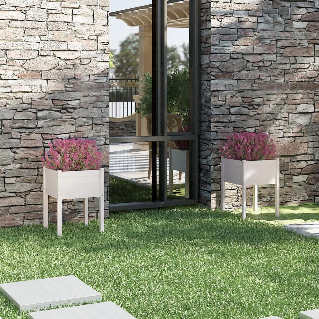 Plantekasser 2 stk. 50x50x70 cm massivt fyrretræ hvid Plantekasser 2 stk. 50x50x70 cm massivt fyrretræ hvid
