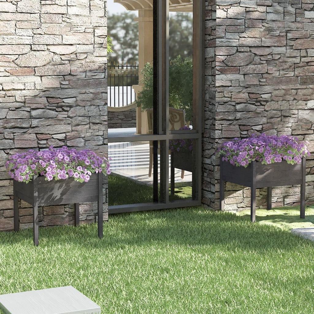 Plantekasser 2 stk. 70x70x70 cm massivt fyrretræ grå Plantekasser 2 stk. 70x70x70 cm massivt fyrretræ grå