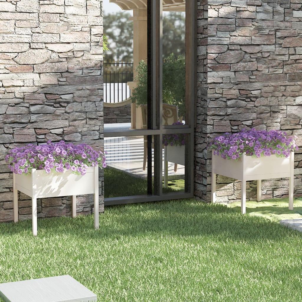 Plantekasser 2 stk. 70x70x70 cm massivt fyrretræ hvid Plantekasser 2 stk. 70x70x70 cm massivt fyrretræ hvid
