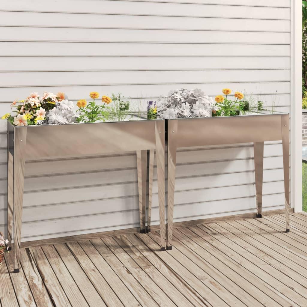 Plantekasser 2 stk. i galvaniseret stål - højbed til have, altan og terrasse Plantekasser 2 stk. i galvaniseret stål - højbed til have, altan og terrasse