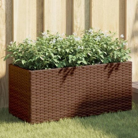 Plantekasser 2 stk. med 2 potter 72x30x32 cm polyrattan brun