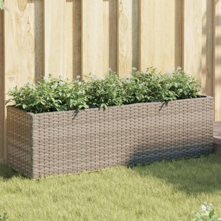 Plantekasser 2 stk. med 3 potter 105x30x32 cm polyrattan grå