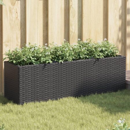 Plantekasser 2 stk. med 3 potter 105x30x32 cm polyrattan sort