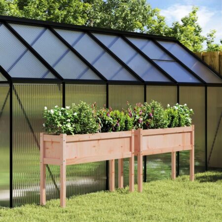 Plantekasser 2 stk. med ben i massivt douglasgran 110 x 31 x 70 cm