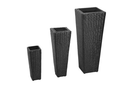 Plantekasser 3 Stk. Polyrattan Sort - Sort