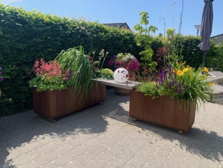 Plantekassesæt - 120 x 40 & 80 x 40 i cortenstål-Fødder-Uden flamingo-Uden kapilær