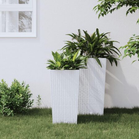 Plantekrukke 11/26,5 l udtagelig indsats PP rattanlook hvid