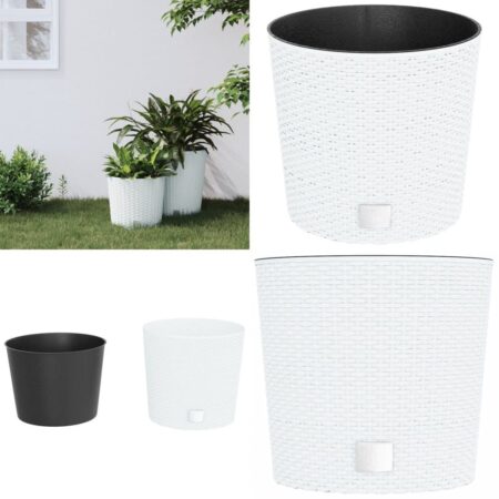 Plantekrukke 15/15,3 l udtagelig indsats PP rattanlook hvid - Plantekrukke - Plantekrukker - Home & Living