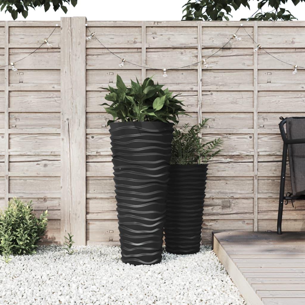 Plantekrukke 18/45 l udtagelig indsats rillet design antracit Plantekrukke 18/45 l udtagelig indsats rillet design antracit