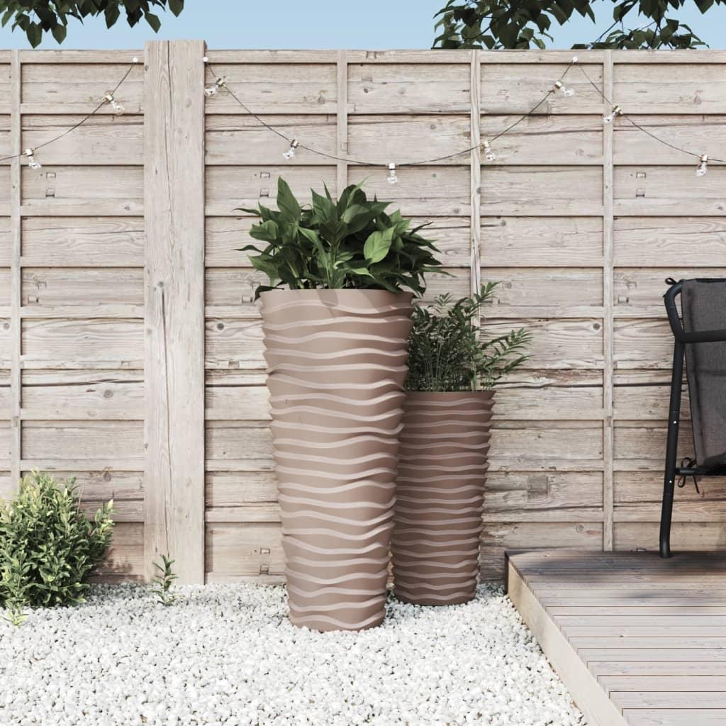 Plantekrukke 18/45 l udtagelig indsats rillet design mokkafarve Plantekrukke 18/45 l udtagelig indsats rillet design mokkafarve