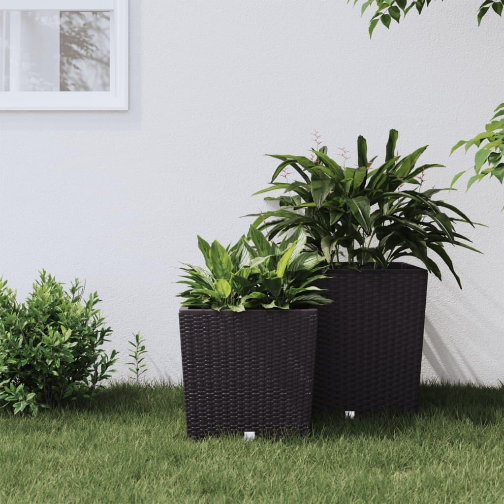 Plantekrukke 21/32 l udtagelig indsats PP rattanlook brun Plantekrukke 21/32 l udtagelig indsats PP rattanlook brun