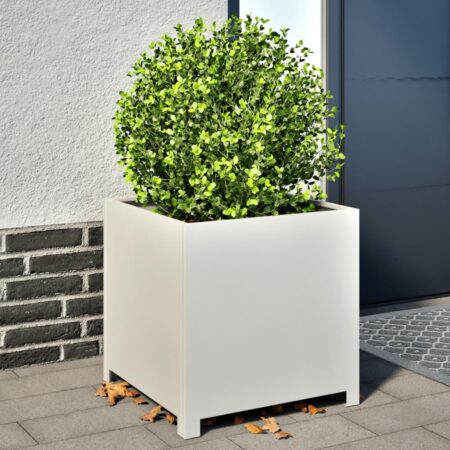 Plantekrukke 50x50x50 cm stål hvid