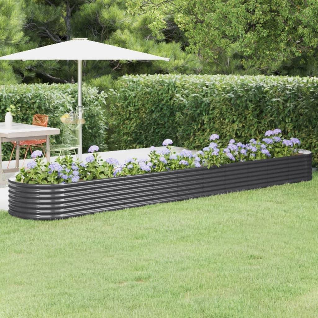 Plantekrukke/højbed 440×80×36 cm - galvaniseret stål, antracitgrå Plantekrukke/højbed 440×80×36 cm - galvaniseret stål, antracitgrå