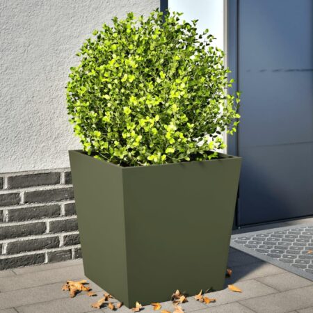 Plantekrukker 2 stk. 50x50x50 cm stål olivengrøn
