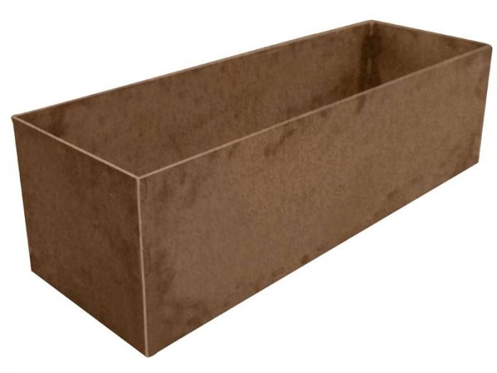 Plantekumme i 5 mm rust stålplade. 120 x 40 x 60 cm. (Skjultehjul) Plantekumme i 5 mm rust stålplade. 120 x 40 x 60 cm. (Skjultehjul)