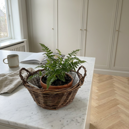 Plantekurv i barkpil flet – Ø25x10 cm