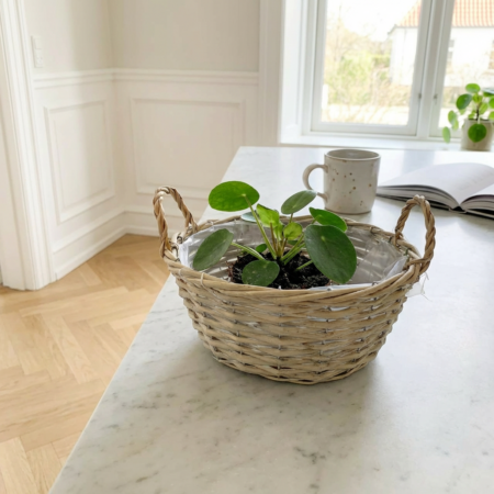 Plantekurv i flet – Ø25x10 cm