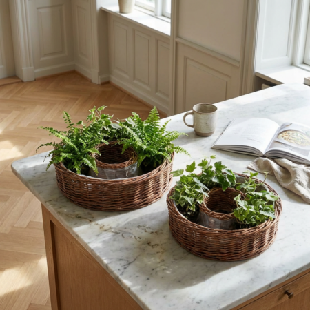 Plantekurve i råpil bagel form – Sæt med 2 runde kurve