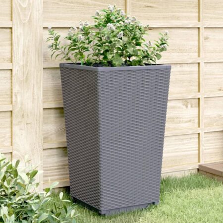 Plantekurve i rattanlook, 4 stk. - 32,5 × 32,5 × 57 cm, blågrå PP