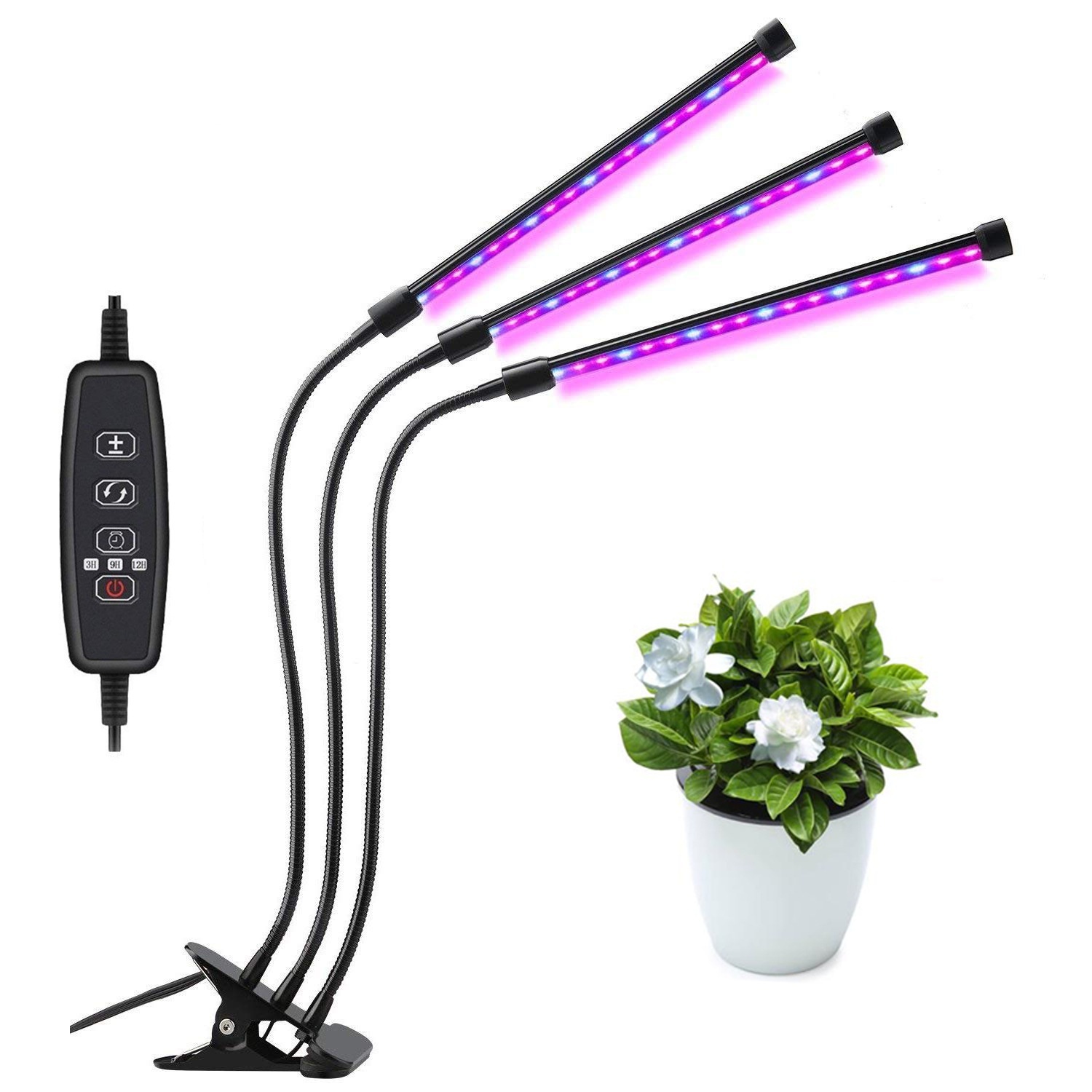 Plantelampe, 60 LED fuldspektret vækstlampe Plantelys Plantelampe 3 timere Plantelampe, 60 LED fuldspektret vækstlampe Plantelys Plantelampe 3 timere