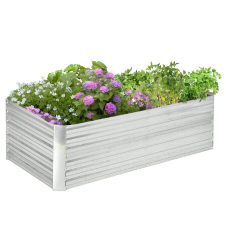 Plantepotte, praktisk blomsterbed til plantning, pleje og pleje, højbed, stål, sølv