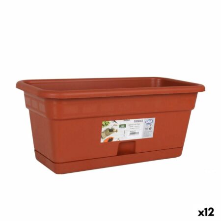 Planter med fad Dem Squares Rektangulær Brun 40 x 20 cm (12 enheder)