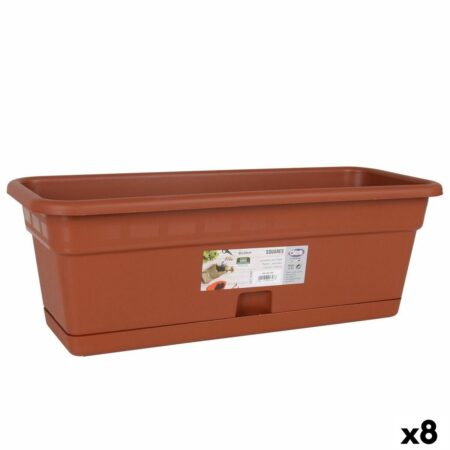 Planter med fad Dem Squares Rektangulær Brun 50 x 20 cm (8 enheder)