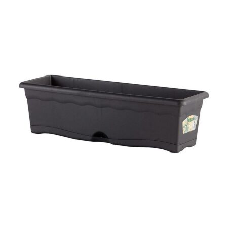 Planter med fad Plastiken Antracit polypropylen (60 x 20 cm)