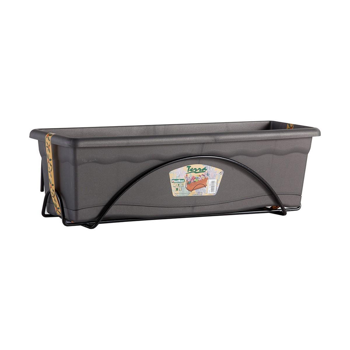 Planter med fad Plastiken Antracit polypropylen 60 x 24 cm Planter med fad Plastiken Antracit polypropylen 60 x 24 cm