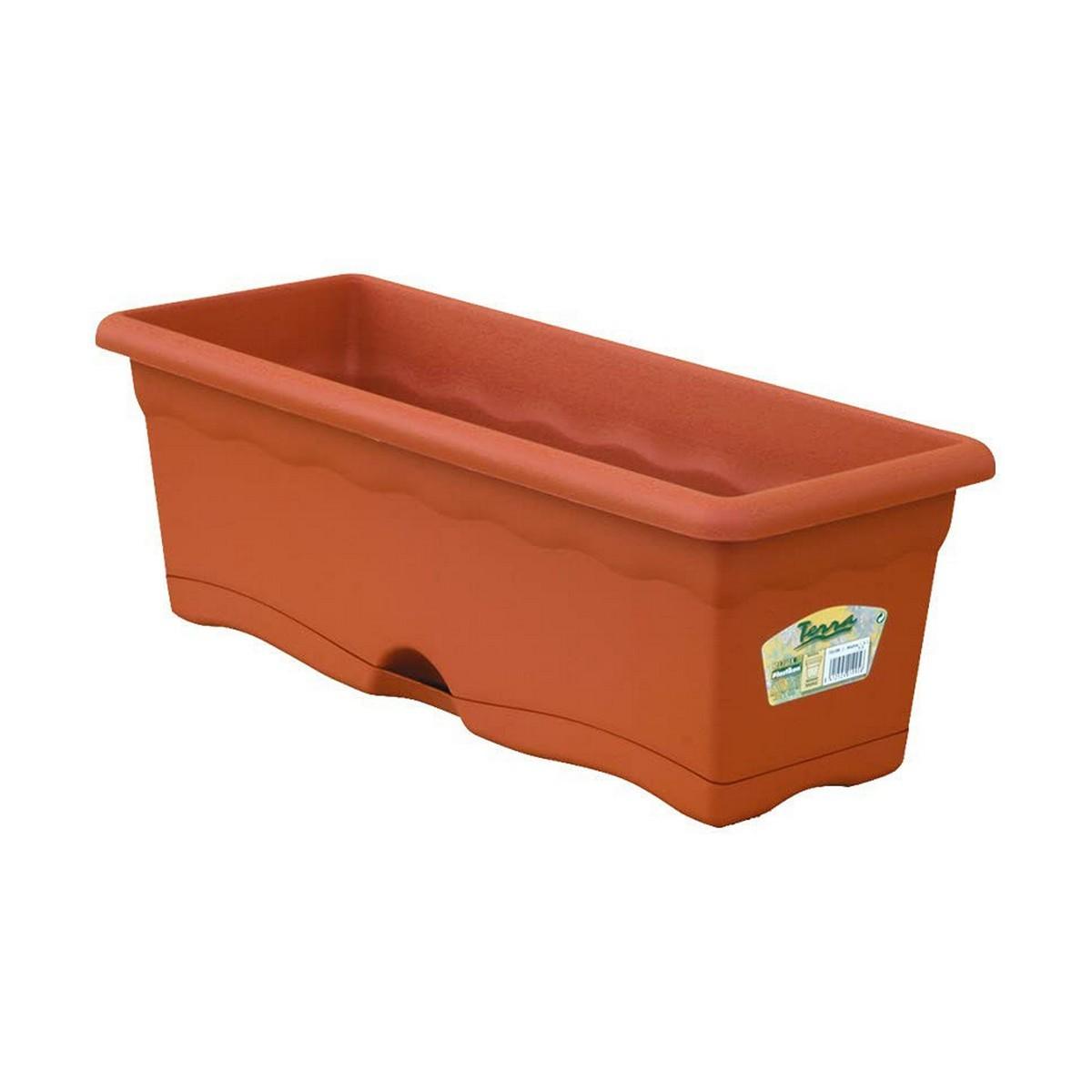 Planter med fad Plastiken Terrakotta polypropylen 80 x 20 cm Planter med fad Plastiken Terrakotta polypropylen 80 x 20 cm