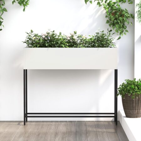 Plantestativ 100x26x82 cm Hvid Stål