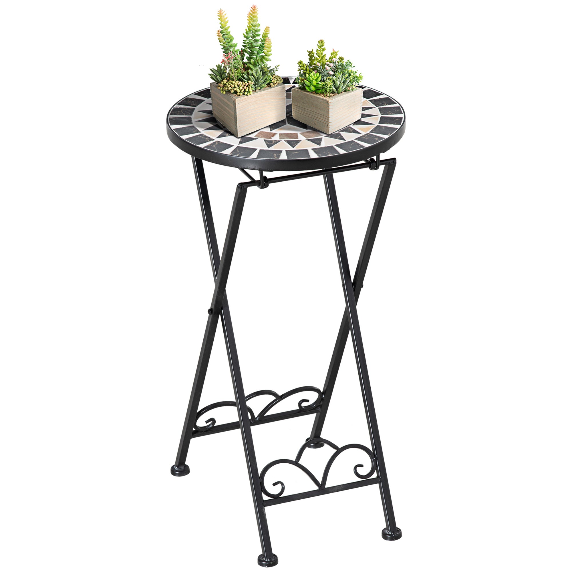 Plantestativ 36 x 67 cm blomsterstativ planteholder foldbar rund til balkon stenmosaik have indendørs udendørs flerfarvet Plantestativ 36 x 67 cm blomsterstativ planteholder foldbar rund til balkon stenmosaik have indendørs udendørs flerfarvet