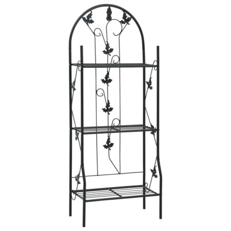 Plantestativ med 3 hylder 52x28x128 cm jern sort