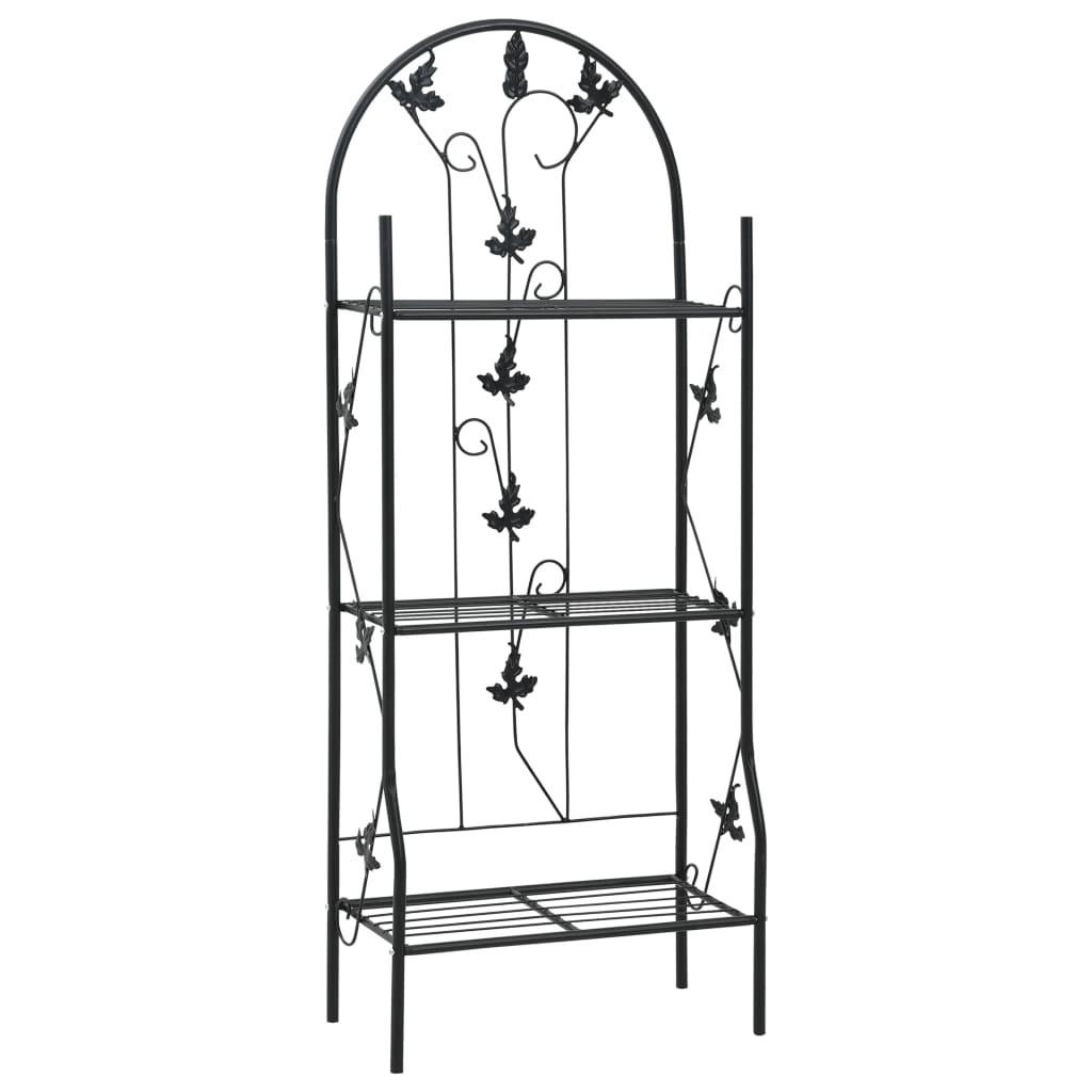 Plantestativ med 3 hylder 52x28x128 cm jern sort Plantestativ med 3 hylder 52x28x128 cm jern sort