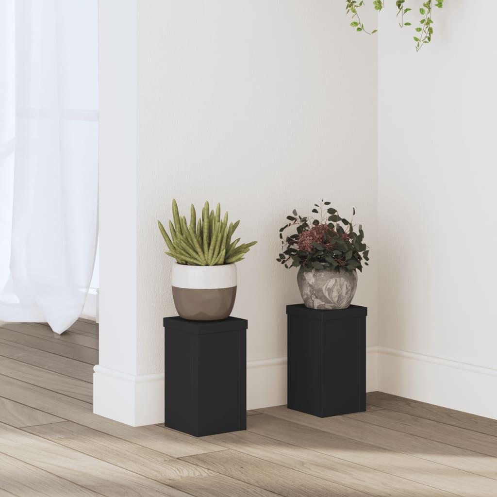 Plantestativer 2 stk. 10x10x18 cm konstrueret træ sort Plantestativer 2 stk. 10x10x18 cm konstrueret træ sort