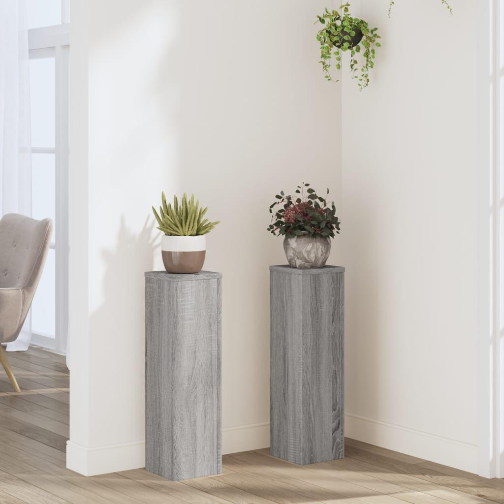 Plantestativer 2 stk. 17x17x60 cm konstrueret træ grå sonoma-eg Plantestativer 2 stk. 17x17x60 cm konstrueret træ grå sonoma-eg